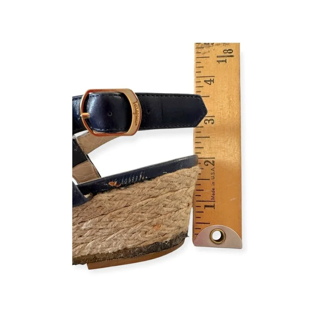Vintage Salvatore Ferragamo Espadrille Wedge Sandals, Sie 7B, 80s-90s
